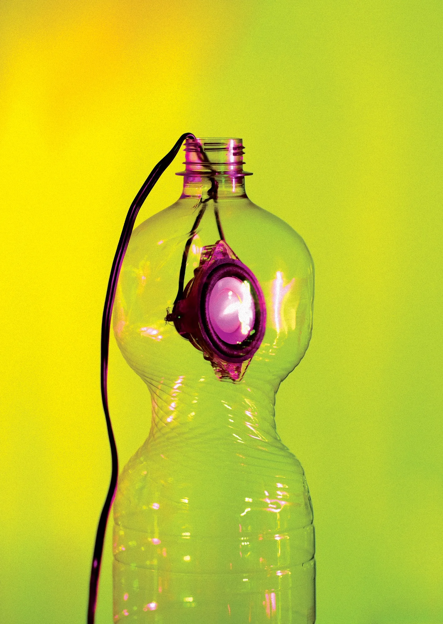 RESO PET sound installation with illuminated PET bottles emitting spatial audio at 16. brau.Art Dessau